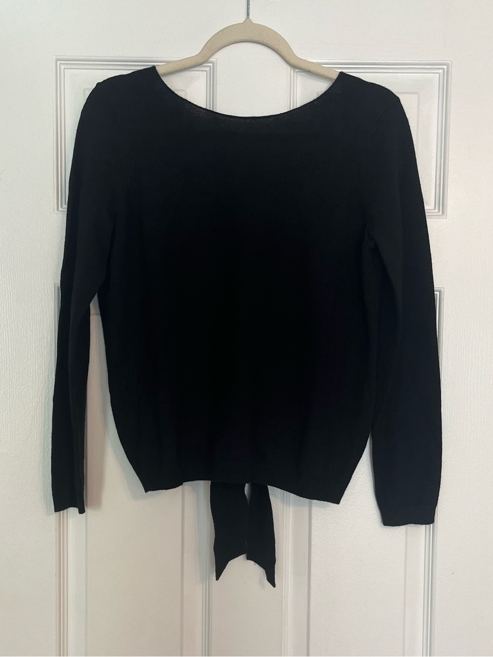 NWT Sezane Salome Black Tie-Back Crewneck Sweater